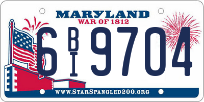 MD license plate 6BI9704