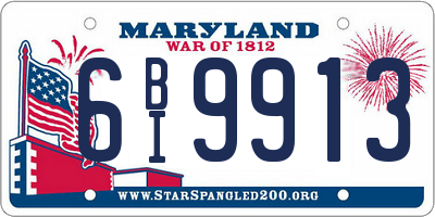 MD license plate 6BI9913