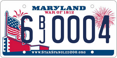 MD license plate 6BJ0004