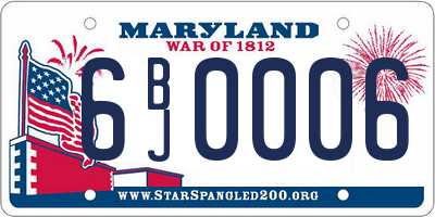 MD license plate 6BJ0006
