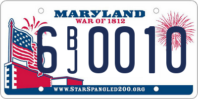 MD license plate 6BJ0010
