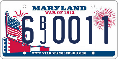 MD license plate 6BJ0011