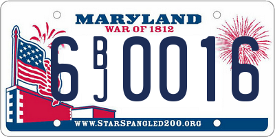 MD license plate 6BJ0016
