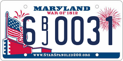 MD license plate 6BJ0031