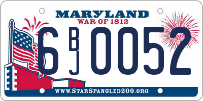 MD license plate 6BJ0052