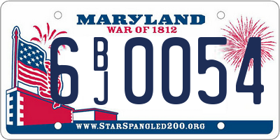 MD license plate 6BJ0054