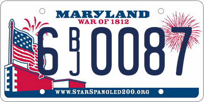 MD license plate 6BJ0087
