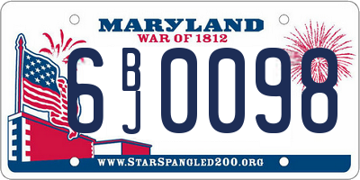 MD license plate 6BJ0098