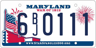 MD license plate 6BJ0111