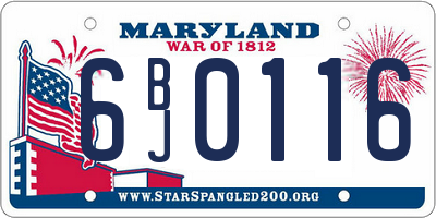 MD license plate 6BJ0116