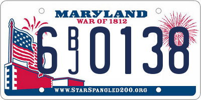 MD license plate 6BJ0138