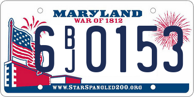 MD license plate 6BJ0153