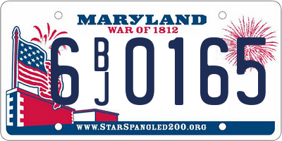 MD license plate 6BJ0165