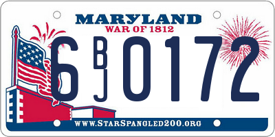 MD license plate 6BJ0172