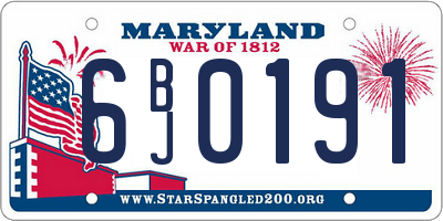 MD license plate 6BJ0191