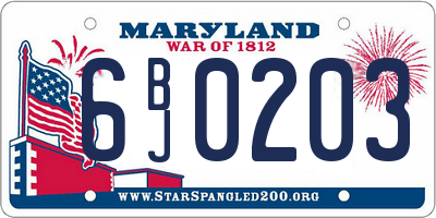 MD license plate 6BJ0203