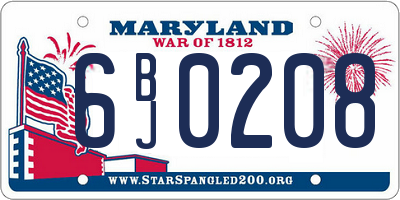 MD license plate 6BJ0208