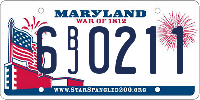 MD license plate 6BJ0211