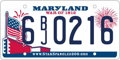 MD license plate 6BJ0216