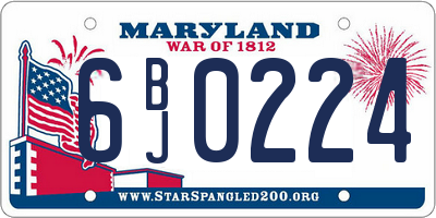 MD license plate 6BJ0224