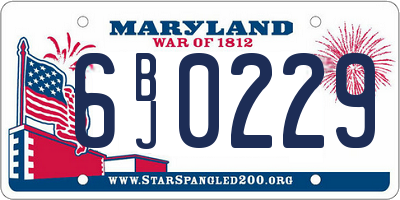 MD license plate 6BJ0229