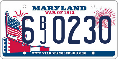 MD license plate 6BJ0230
