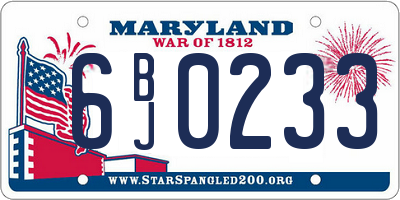 MD license plate 6BJ0233