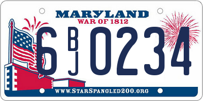 MD license plate 6BJ0234