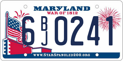 MD license plate 6BJ0241