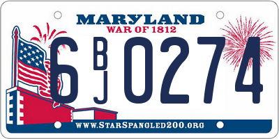 MD license plate 6BJ0274