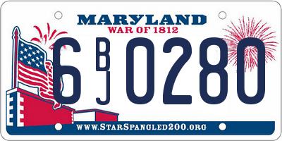 MD license plate 6BJ0280