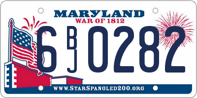 MD license plate 6BJ0282