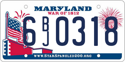 MD license plate 6BJ0318