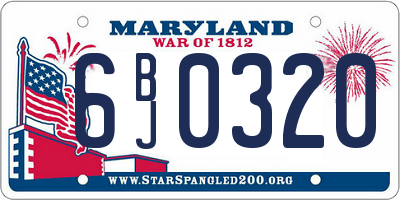 MD license plate 6BJ0320