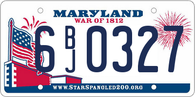MD license plate 6BJ0327