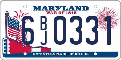 MD license plate 6BJ0331
