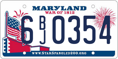 MD license plate 6BJ0354