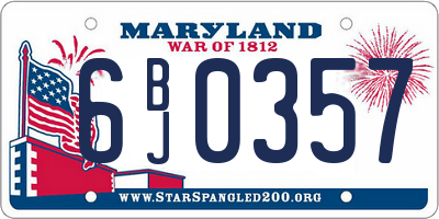 MD license plate 6BJ0357