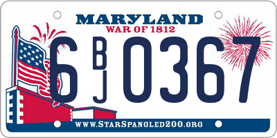 MD license plate 6BJ0367