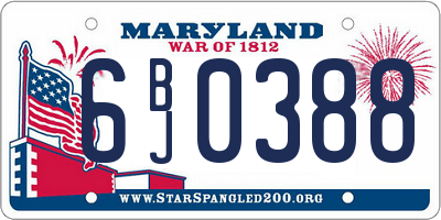 MD license plate 6BJ0388