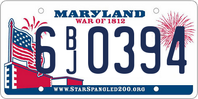 MD license plate 6BJ0394