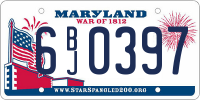 MD license plate 6BJ0397