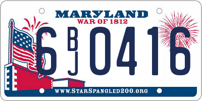 MD license plate 6BJ0416