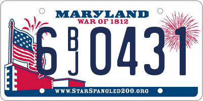 MD license plate 6BJ0431