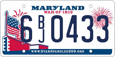 MD license plate 6BJ0433