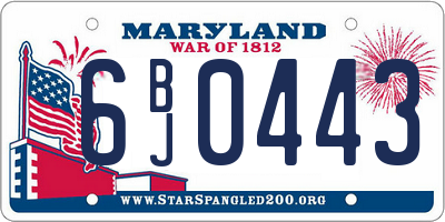 MD license plate 6BJ0443