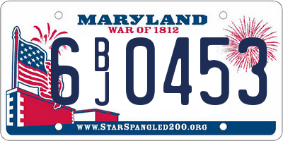 MD license plate 6BJ0453