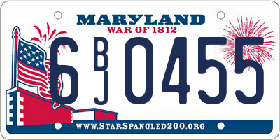 MD license plate 6BJ0455