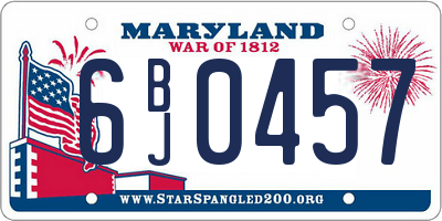 MD license plate 6BJ0457