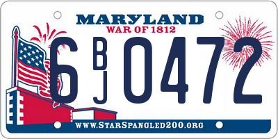 MD license plate 6BJ0472